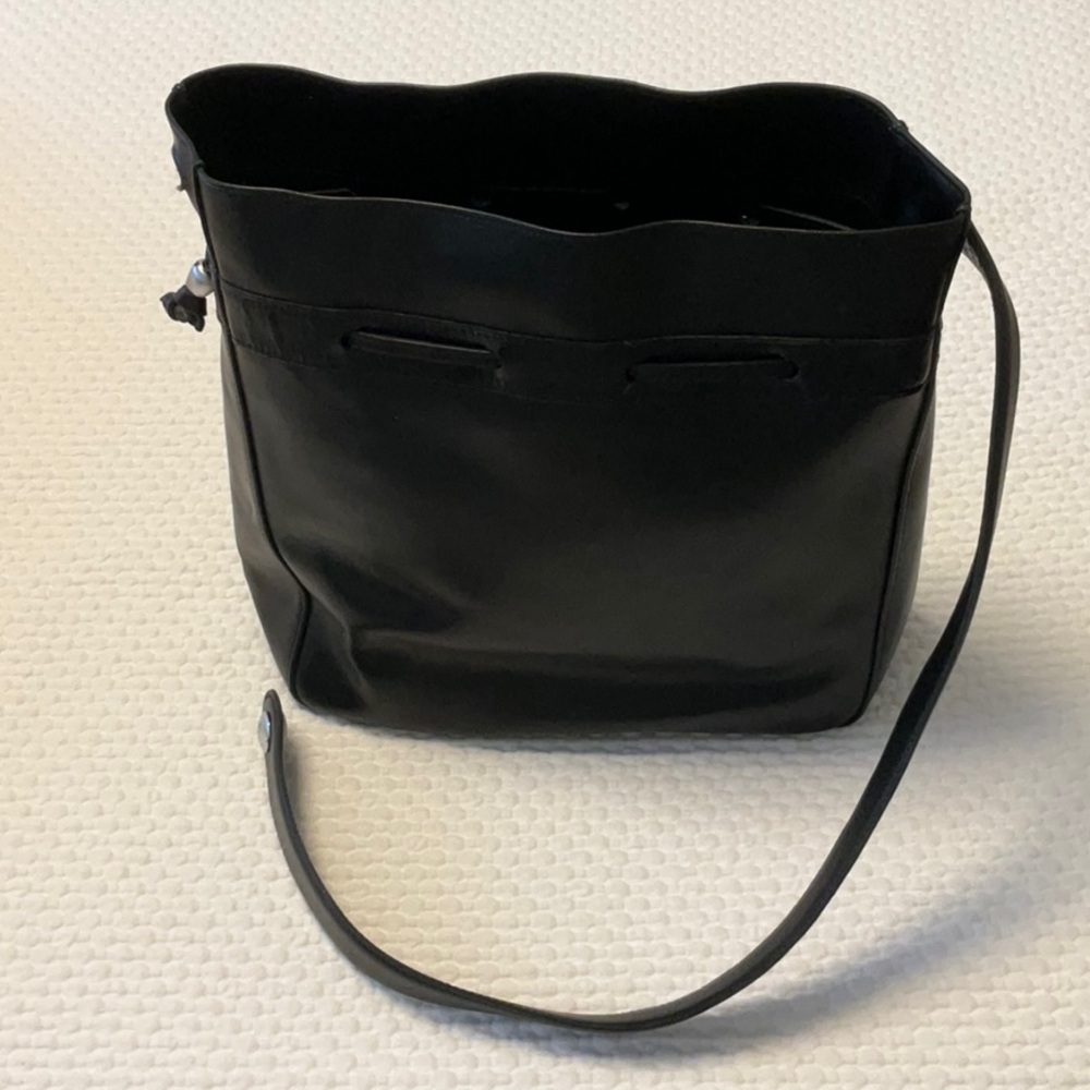 Longchamp Black Leather Bucket Bag